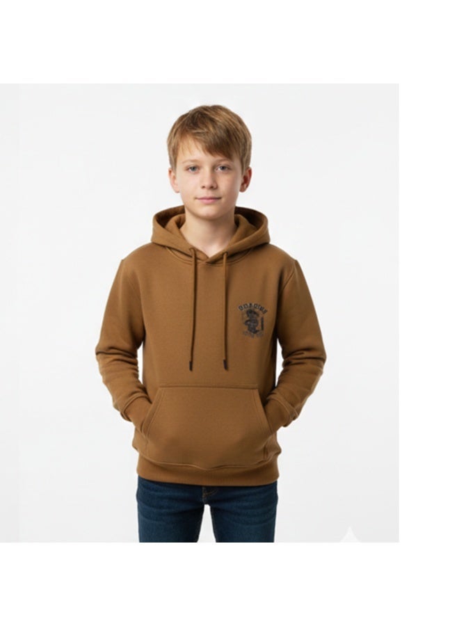 Caesar Milton boys' winter hoodie with prints on the chest and back - Image 3